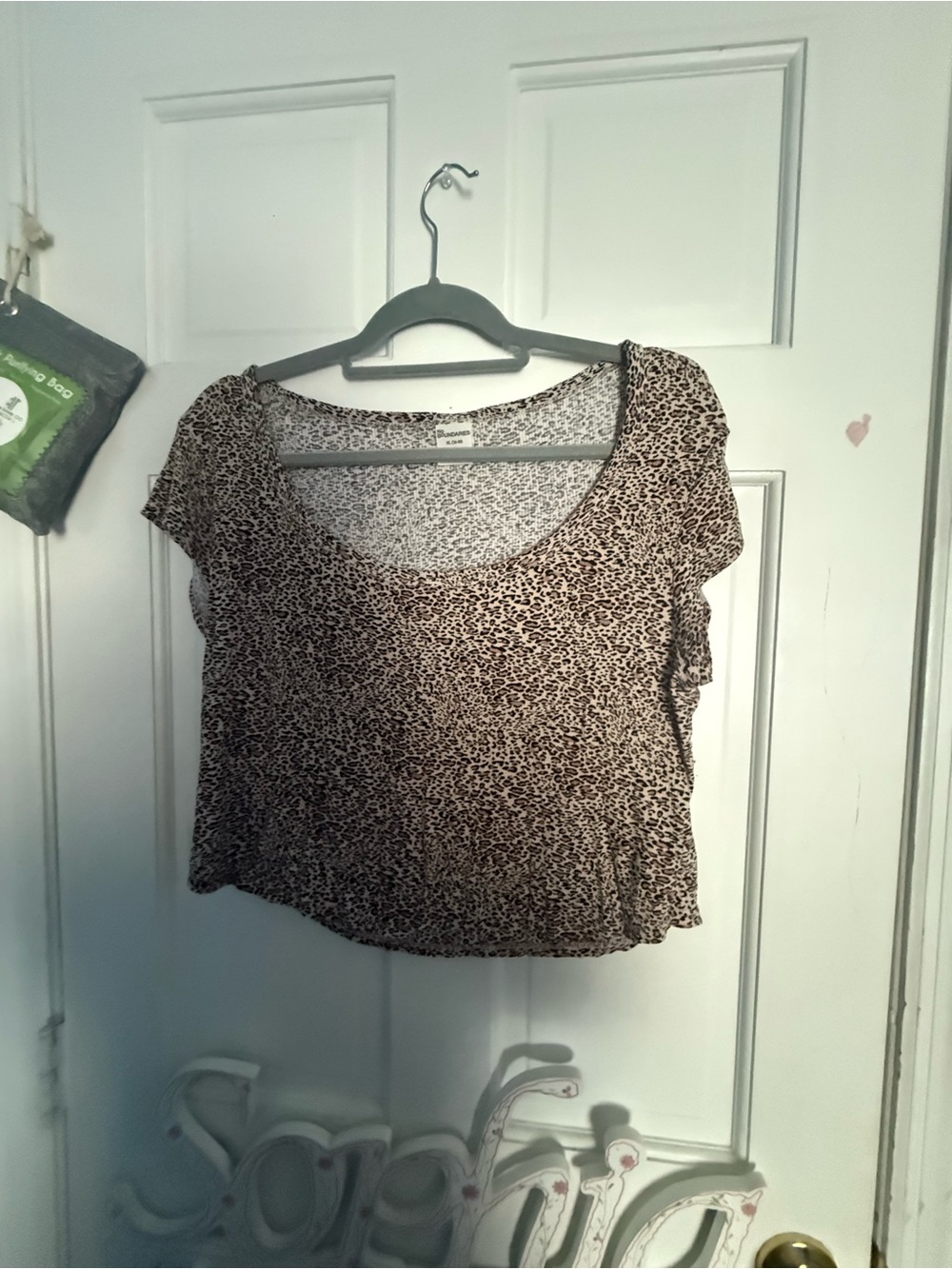 No Boundaries Beige and Black Leopard Crop Top
